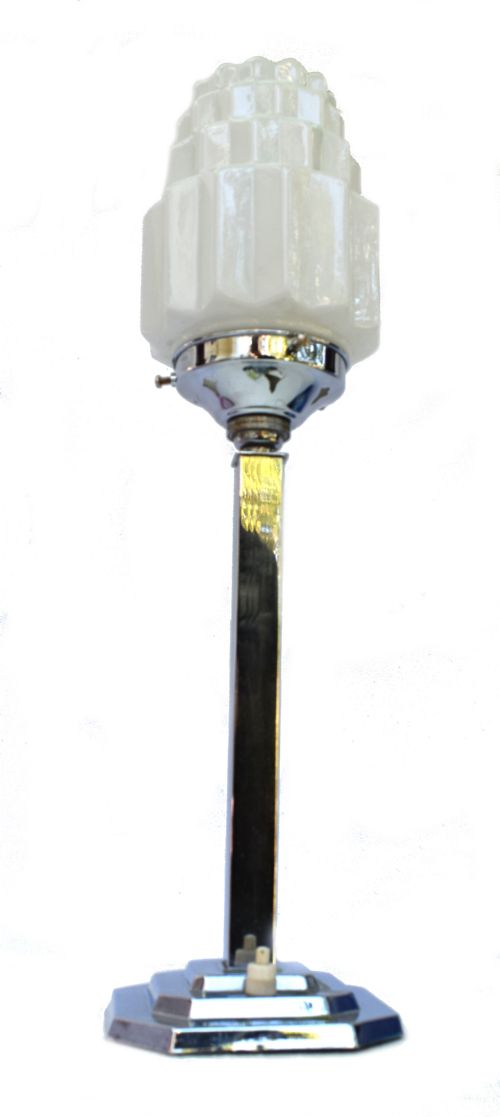 1930'S Art Deco Skyscraper Chrome Table Lamp