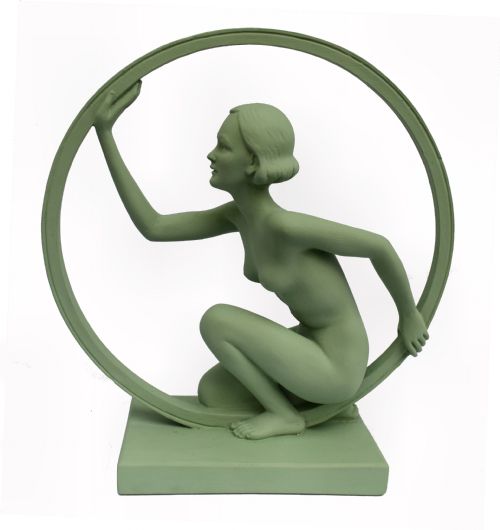 Original 1930'S Art Deco 'Girl in Hoop' Figure