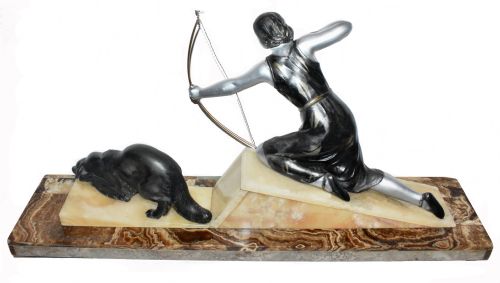 ART DECO FIGURAL GROUP ON MARBLE 1930'S - ADDITIONAL PHOTO 2