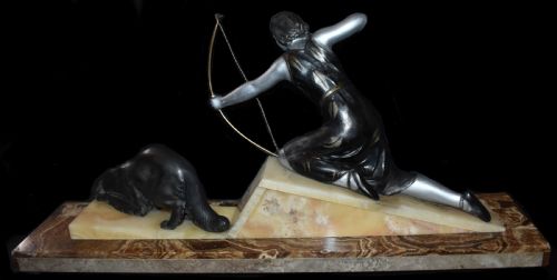 ART DECO FIGURAL GROUP ON MARBLE 1930'S - ADDITIONAL PHOTO 6