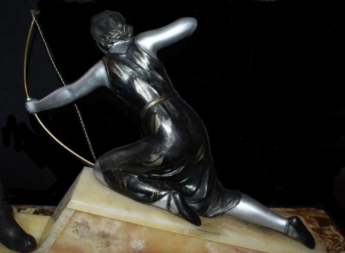 ART DECO FIGURAL GROUP ON MARBLE 1930'S - ADDITIONAL PHOTO 7