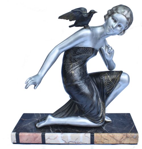 Very Large Art Deco Signed Figure by Uriano, C1930