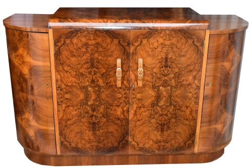 1930'S Art Deco English Walnut Sideboard
