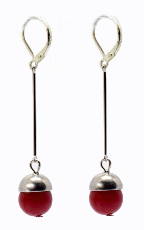 Art Deco Modernist Chrome & Bakelite Earrings