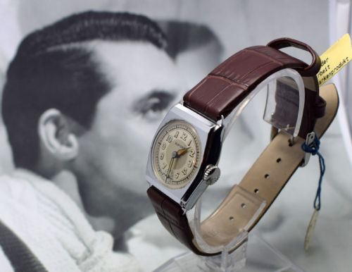 fig 1. Art Deco Gents Wristwatch Old Stock, Never Worn, Newly Serviced, 1930