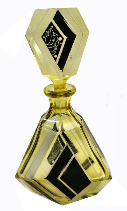 ART DECO CZECH GLASS DECANTER SET ON MATCHING TRAY - ADDITIONAL PHOTO 2