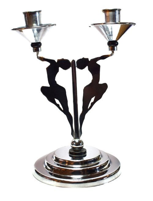 Original 1930'S Chrome Art Deco Candlestick
