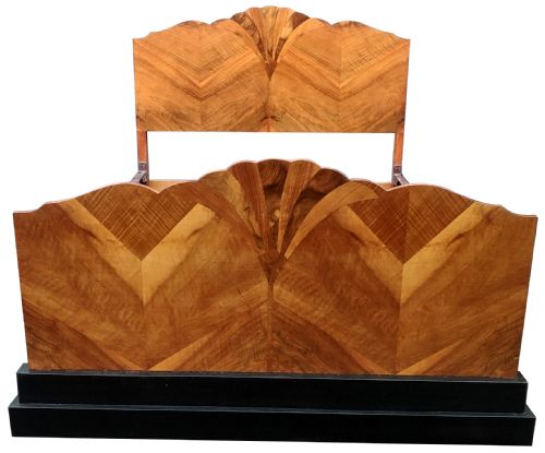 Stunning 1930'S Art Deco Walnut Double Bed