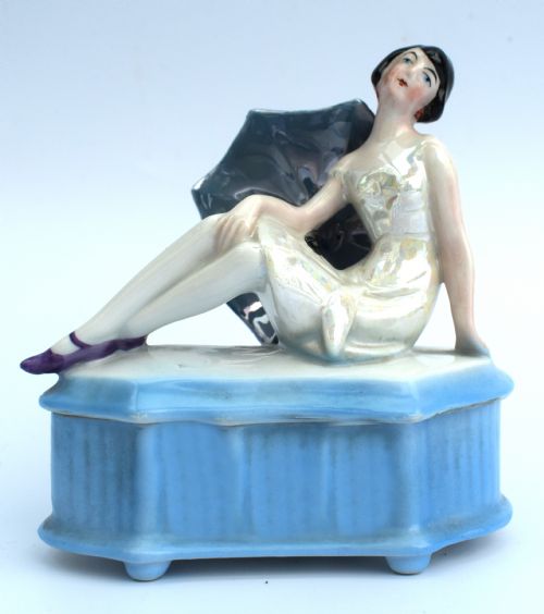 Art Deco Half Doll Powder Box, 1930'S