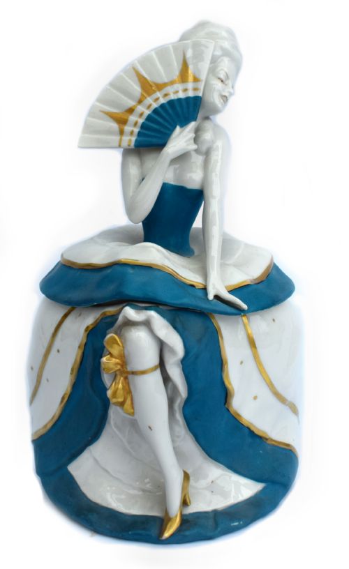 Art Deco 1930'S Ceramic German Powder Box