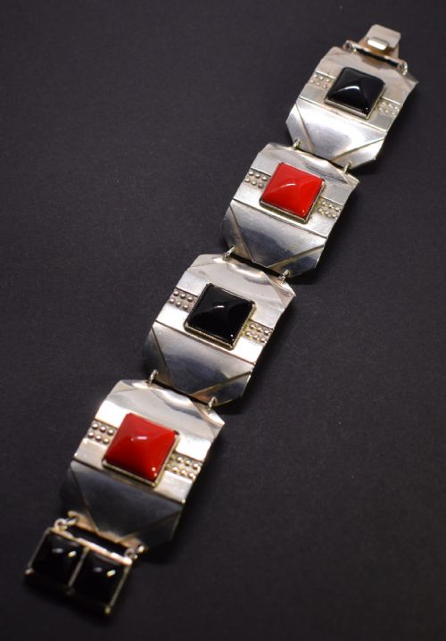 Art Deco Geometric Modernist Ladies Panel Bracelet
