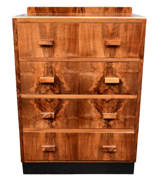 1930'S Art Deco Figured Walnut Chest of Drawers