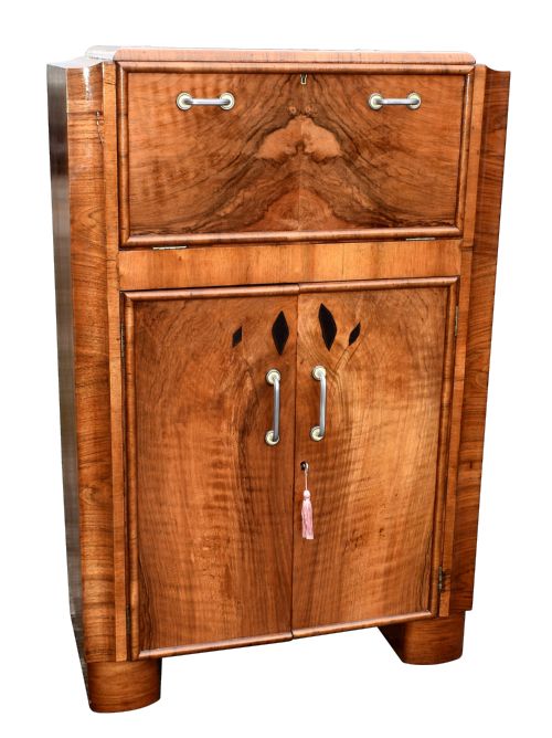 1930'S Art Deco Walnut Cocktail Bar