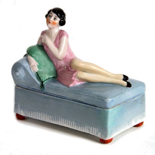 Art Deco Half Doll Trinket Box, 1930'S