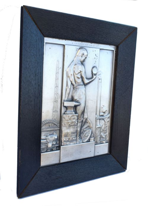 fig 1. Art Deco Silvered Plaque By Hans Harders Masterpiece Of Streamline Industrial Design, Circa 1930