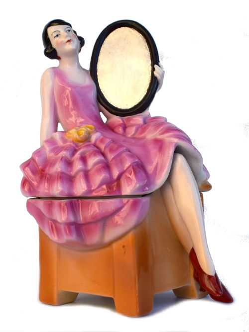 Art Deco 1930'S German Flapper Girl Powder Box