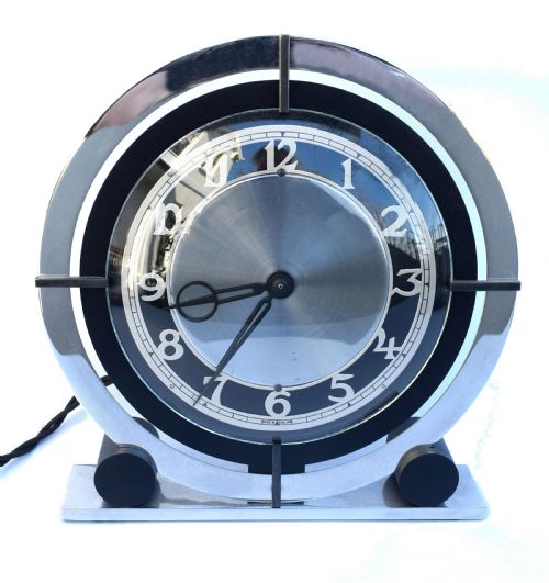1930'S Chrome Art Deco Modernist Clock