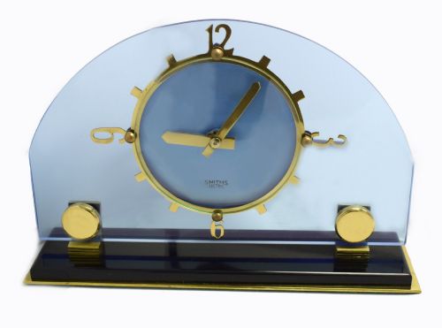 Art Deco Blue Electric Mantle Clock by Smiths, C1935