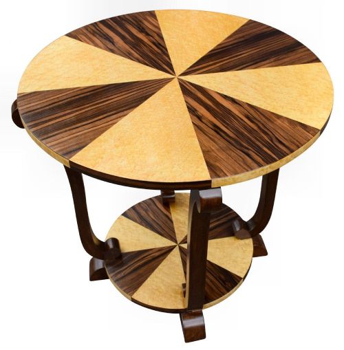 Art Deco Two-tier French Centre Table in Macassar Ebony & Maple