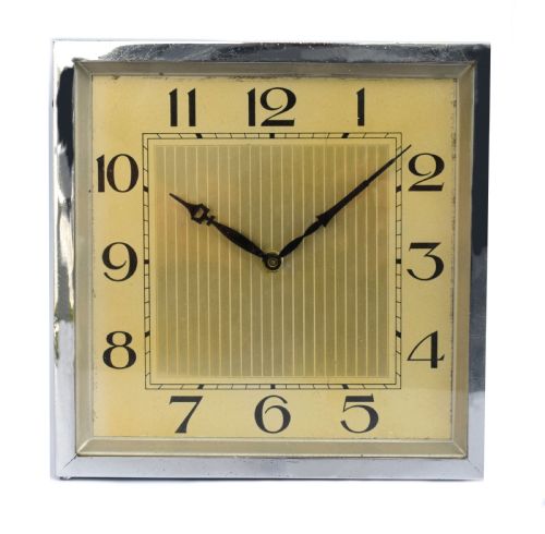 Large 1930'S Art Deco Chrome Mantle Clock