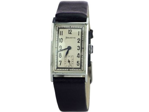 fig 2. Art Deco Men’s Chrome Tank Manual Wristwatch By Helvetia