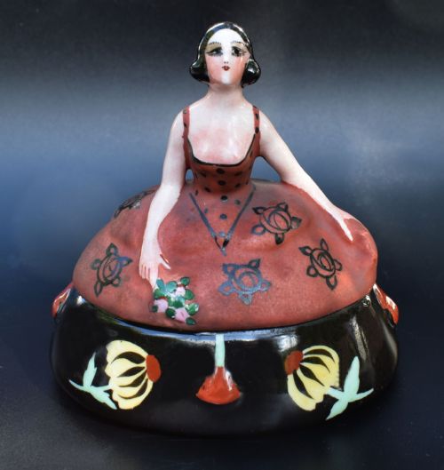 Art Deco French Ceramic Powder Box Bowl, C1930