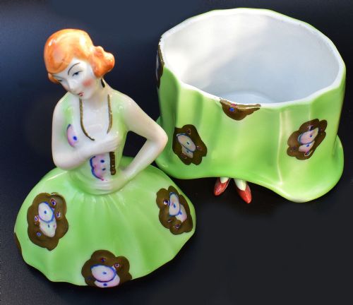 ART DECO 1930'S CERAMIC TRINKET BOX C1930 - ADDITIONAL PHOTO 1