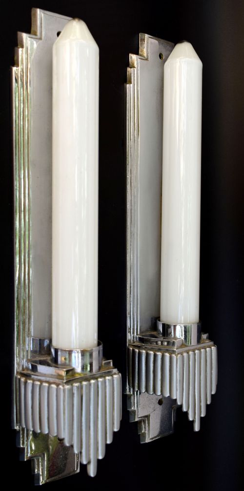 Art Deco Matching Pair of Skyscraper Wall Lights, C1930