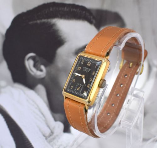 fig 1. Art Deco 1930's Gents Gold Plated Wrist Watch By Junghans