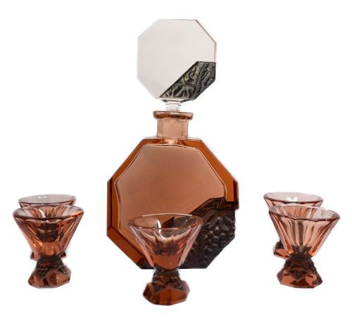 Art Deco Glass Decanter Set by Schlevogt & Hoffman