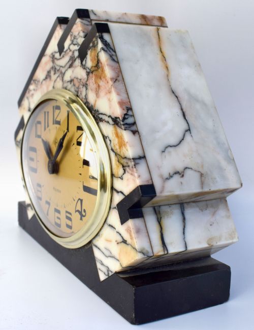 fig 1. Art Deco Marble Eight Day Mantle clock By Dep