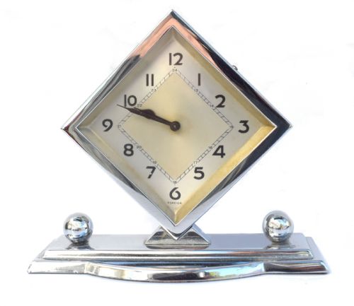 art deco chrome desk clock c1930 - CATEGORY: ANTIQUE CLOCKS - DATED 1930