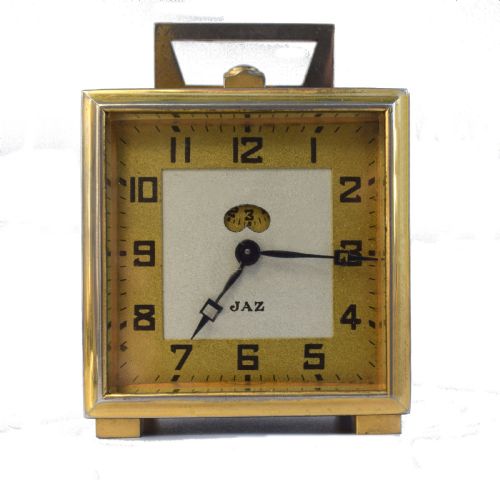 art deco miniature alarm clock by french clockmakers jaz c1930 - CATEGORY: ANTIQUE CLOCKS - DATED 1930