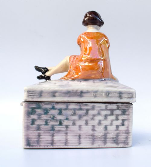 ART DECO GIRL PUPPY DOG TRINKET BOX C1930S - ADDITIONAL PHOTO 6