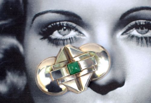 Art Deco Modernist Silver Plated Ladies Brooch