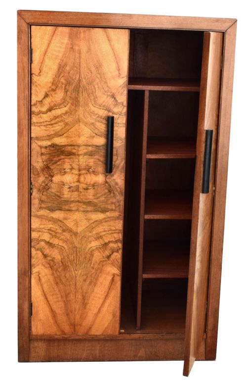 Art Deco Half Sized Wardrobe in Figured Walnut, Circa 1930