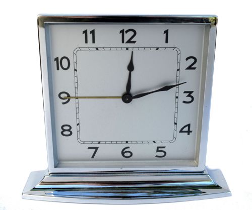 Art Deco Chrome Desk Clock, 1930s