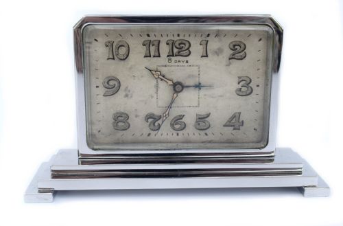 Art Deco 8 Day Chrome Cased Clock , C1930