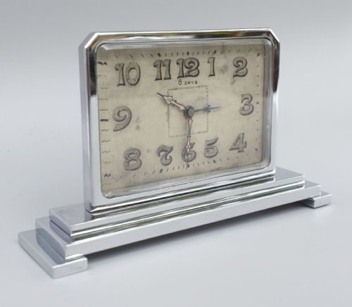fig 1. Art Deco 8 Day Chrome Cased Clock , c1930