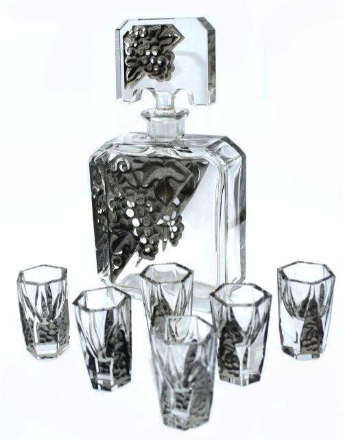 Art Deco Glass Decanter Set by Schlevogt & Hoffman