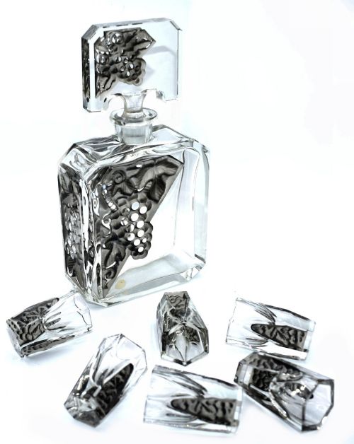 fig 1. Art Deco Glass Decanter Set By Schlevogt & Hoffman