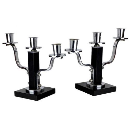 PAIR OF MODERNIST ART DECO CANDLESTICKS 1930