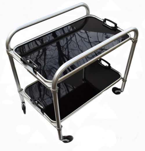 ART DECO TWOTIER ALUMINIUM HOSTESS BAR CART CIRCA 1930