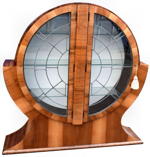 1930s Art Deco Circular Display Cabinet in Walnut