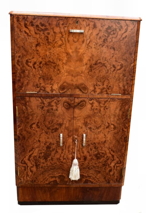 Art Deco Fitted Burr Walnut Cocktail Cabinet, C1930