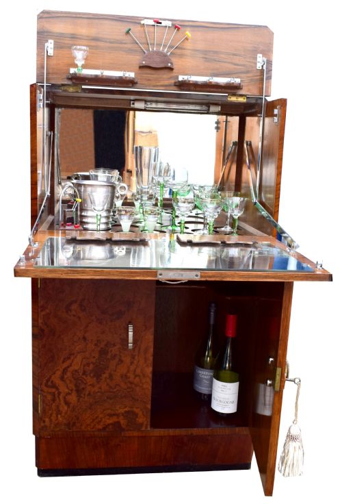 fig 3. Art Deco Fitted Burr Walnut Cocktail Cabinet, c1930
