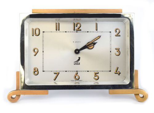 Art Deco French 8 Day Chrome Clock by Jaz, C1930