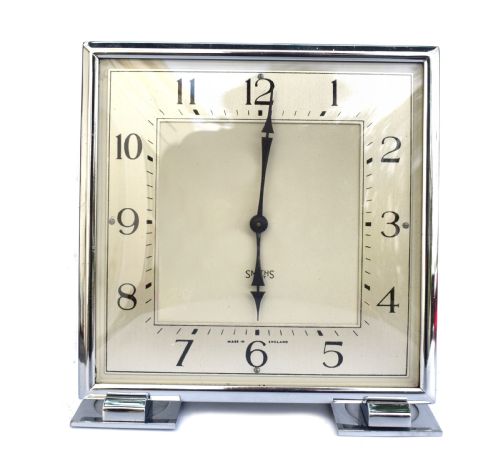 Art Deco Chrome 8 Day Clock by Smiths, 1930s