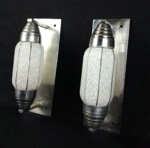Art Deco Machine Age Bullet Shaped Wall Lights, C1930