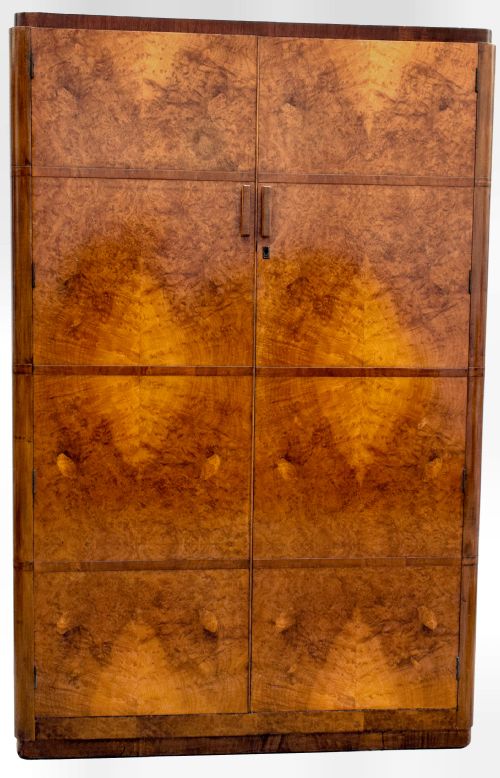 Art Deco Double Figured Walnut Wardrobe, C1930